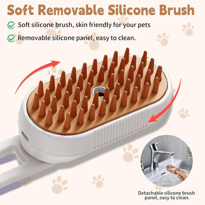 3-in-1 Cat & Dog Steam Brush with Foldable Handle