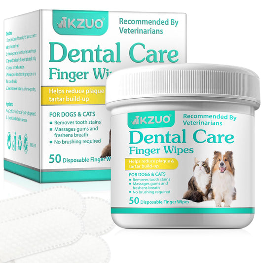 Dog Teeth Cleaning Wipes Teeth Cleaning Wipes for Dogs & Cats Remove Bad Breath by Removing Plaque and Tartar Buildup No-Rinse Dog Finger Toothbrush Veterinarians Recommend Disposable Pet Wipes